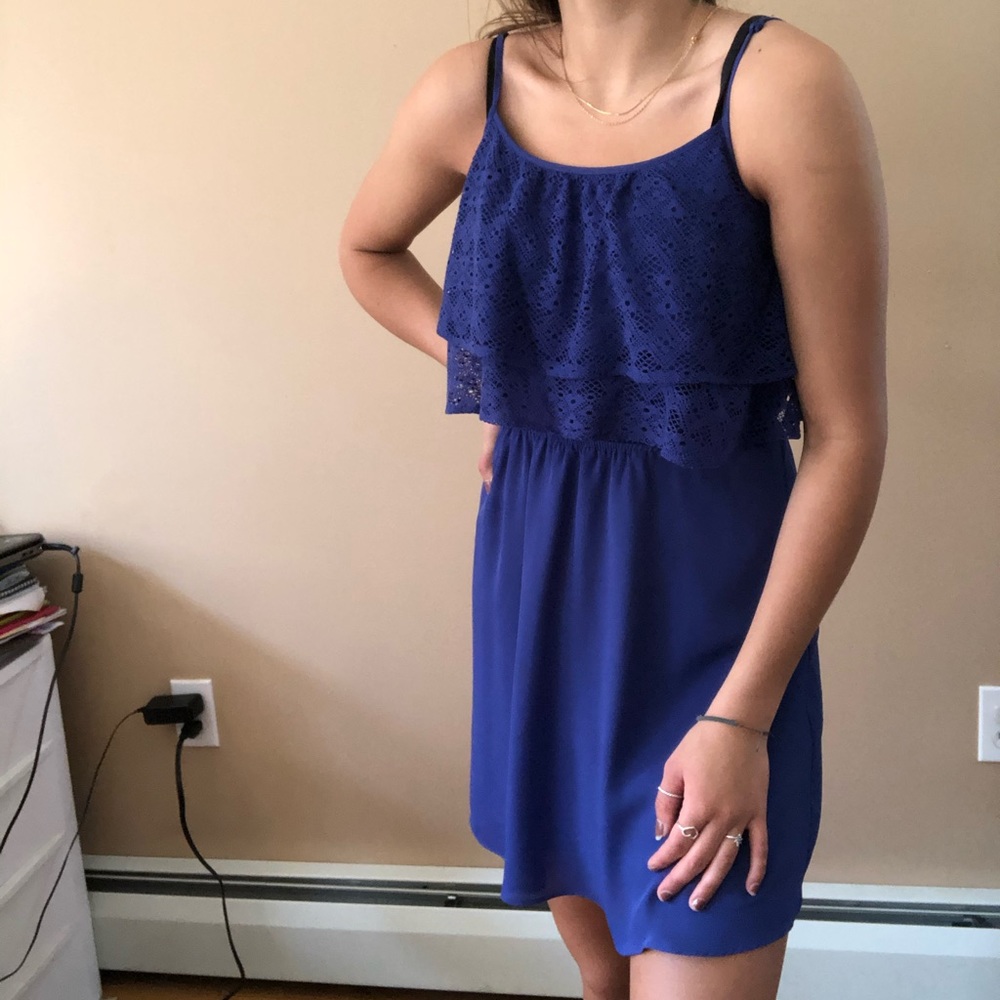 Blue mini spring dress